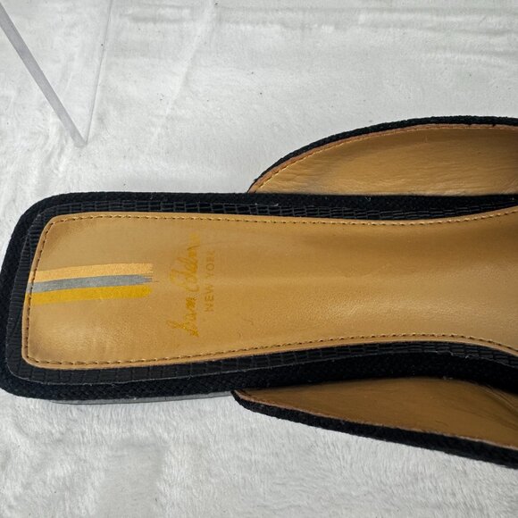 Sam Edelman New York Women's 8.5 Lavina Black Linen Buckle Square Toe Mule Slide - Picture 5 of 11